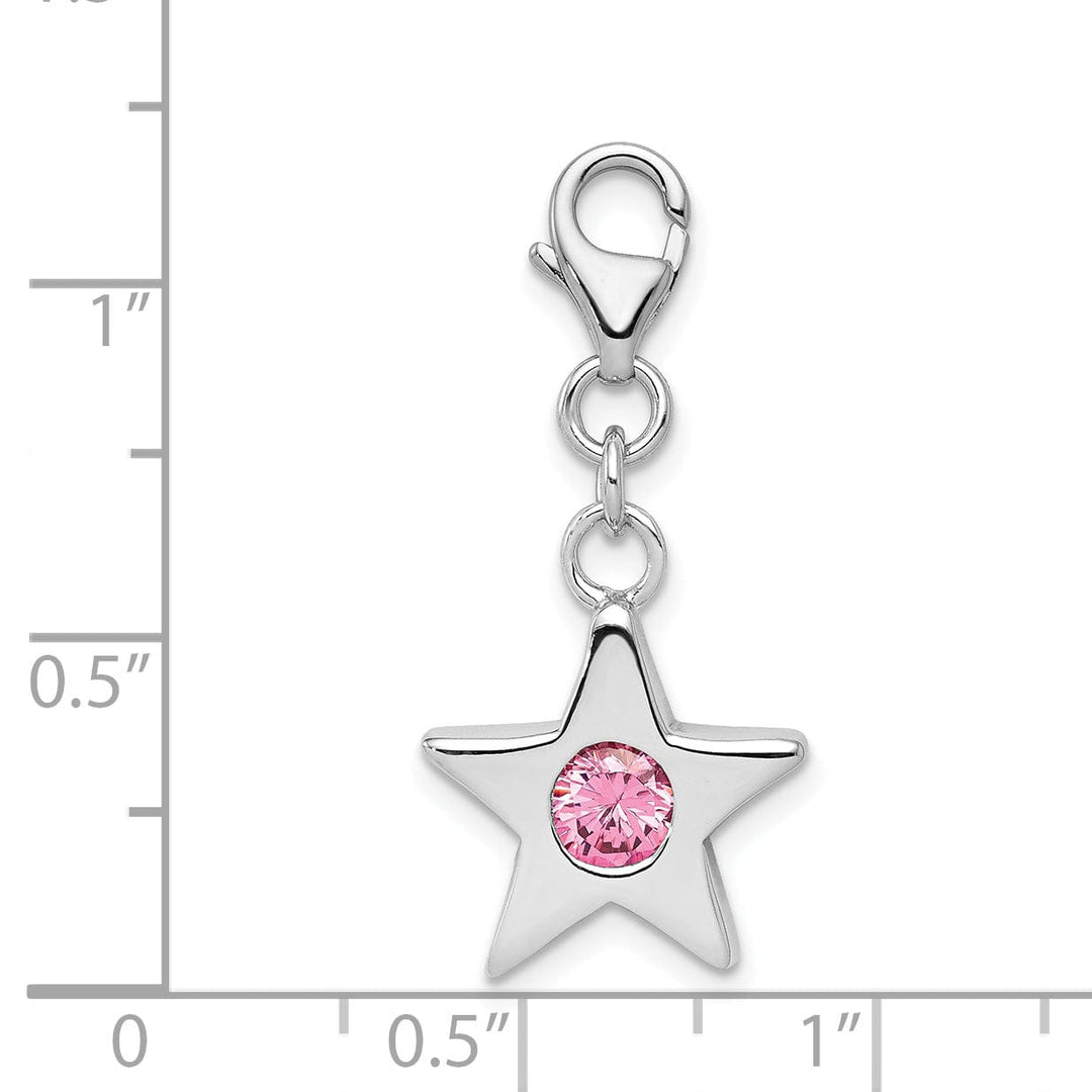 Sterling Silver October CZ Birthstone Star Charm