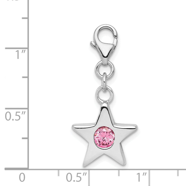 Sterling Silver October CZ Birthstone Star Charm