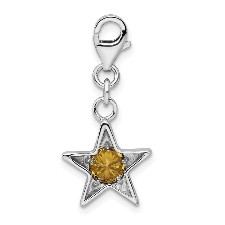 Silver November C.Z Birthstone Star Charm