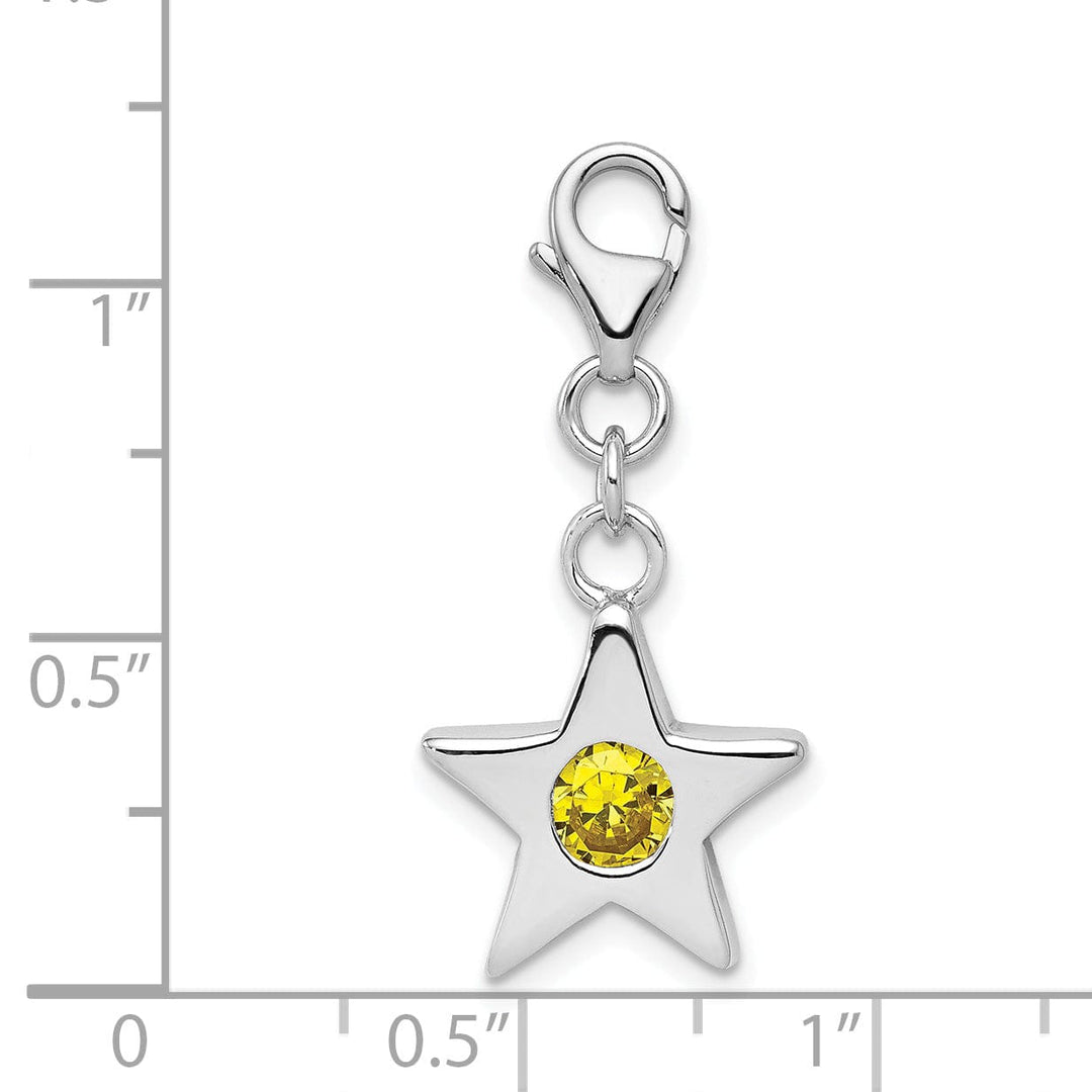 Silver November C.Z Birthstone Star Charm