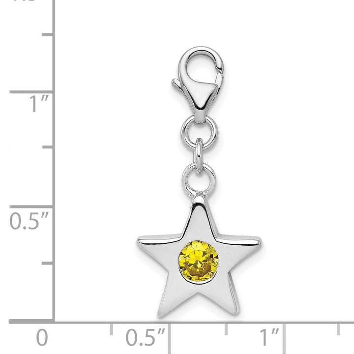 Silver November C.Z Birthstone Star Charm