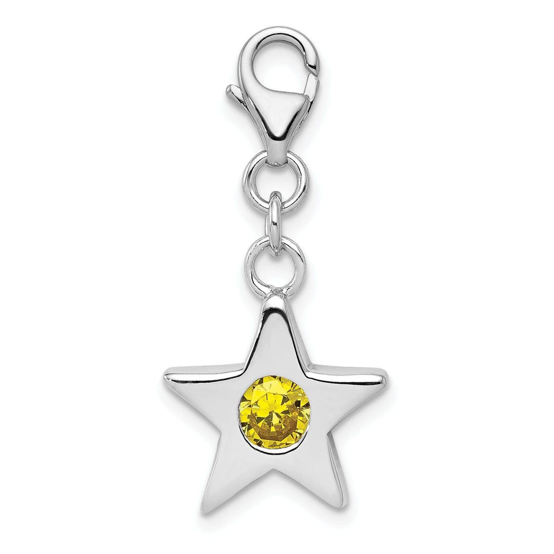 Silver November C.Z Birthstone Star Charm