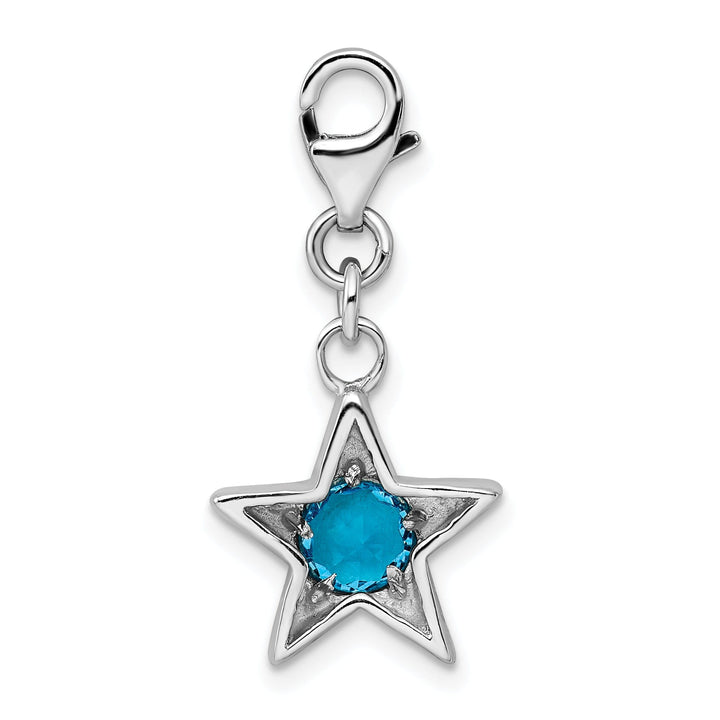 Silver December C.Z Birthstone Star Charm