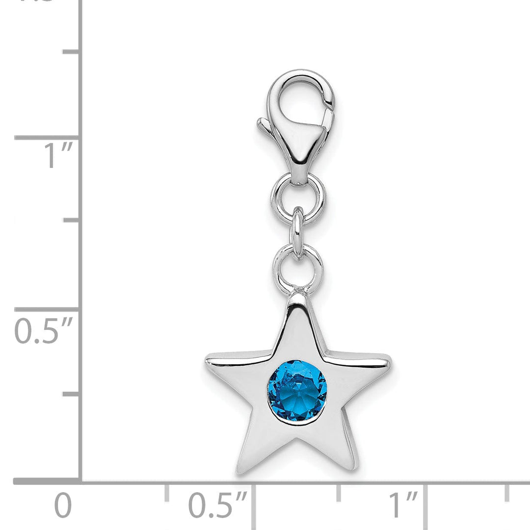 Silver December C.Z Birthstone Star Charm