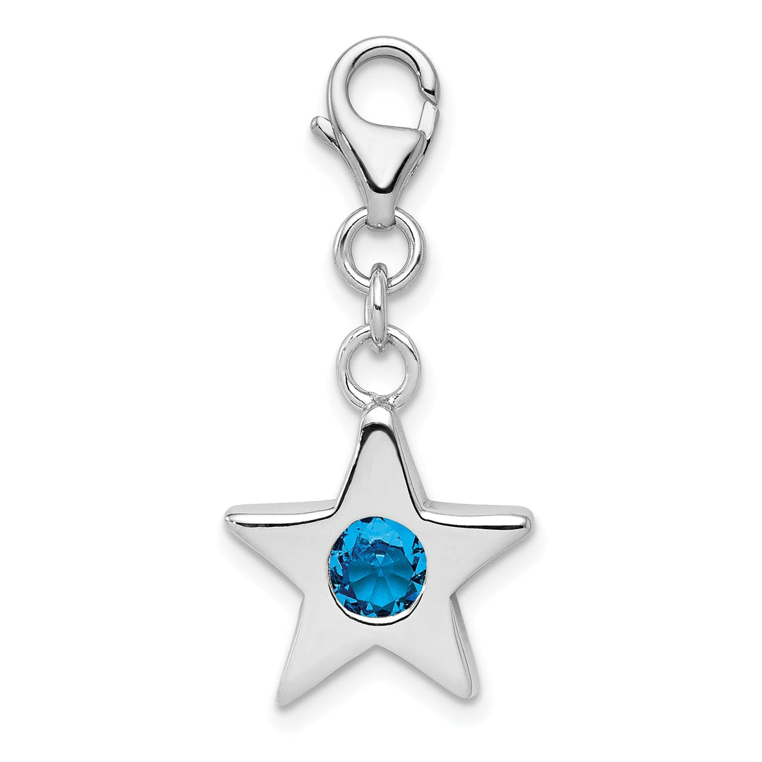 Silver December C.Z Birthstone Star Charm