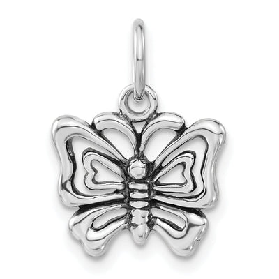 Silver Polished Antiqued Butterfly Charm at $ 8.4 only from Jewelryshopping.com