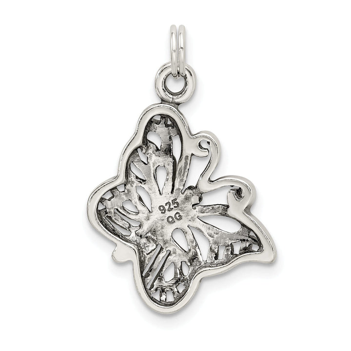 Sterling Silver Polish Antiqued Butterfly Charm