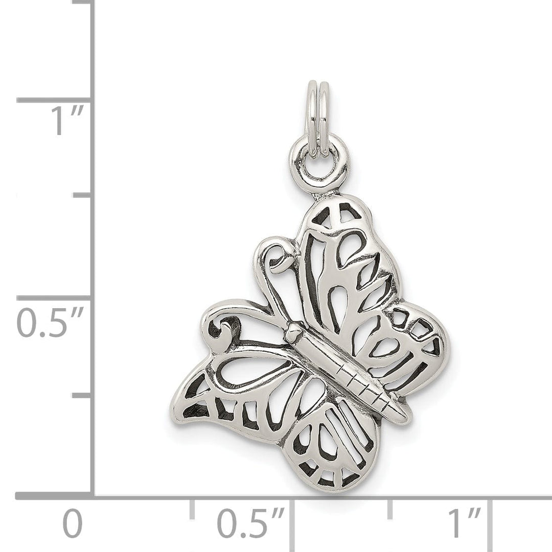 Sterling Silver Polish Antiqued Butterfly Charm
