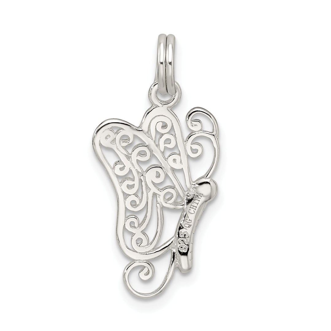 Sterling Silver Polished Finish Butterfly Charm