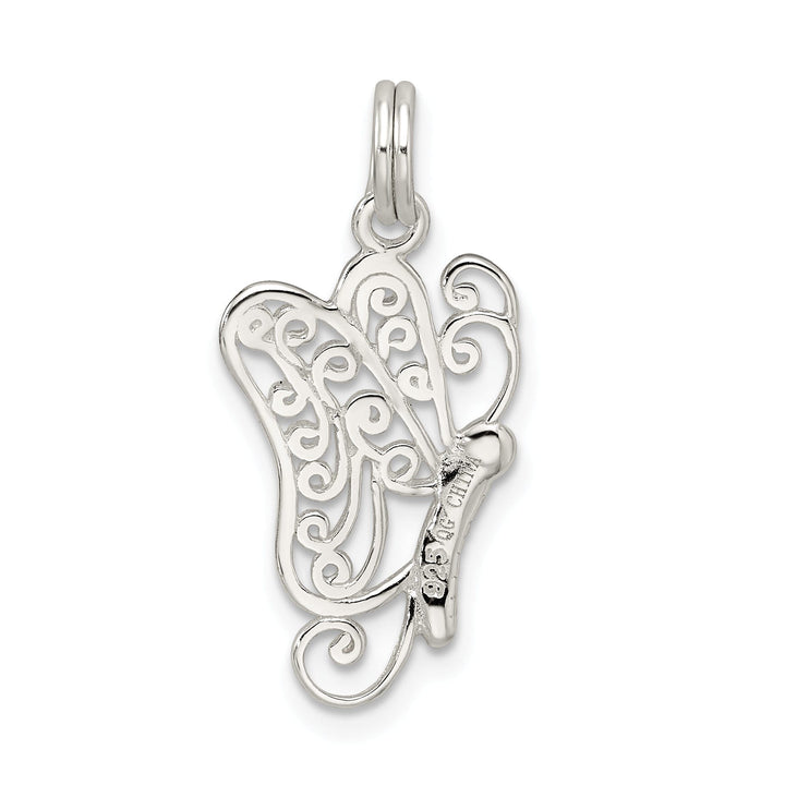 Sterling Silver Polished Finish Butterfly Charm