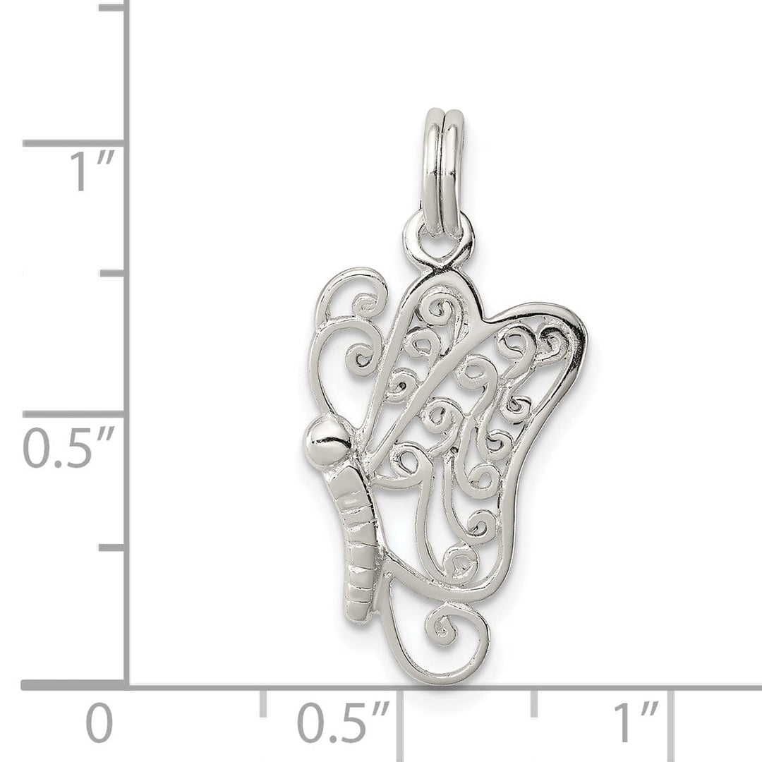 Sterling Silver Polished Finish Butterfly Charm