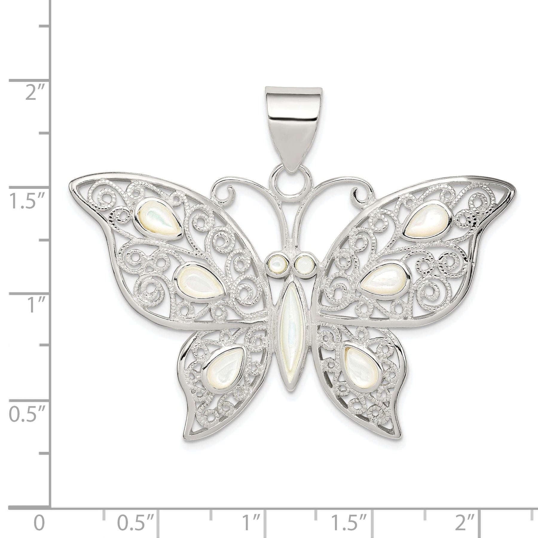 Silver Filigree Mother of Pearl Butterfly Charm