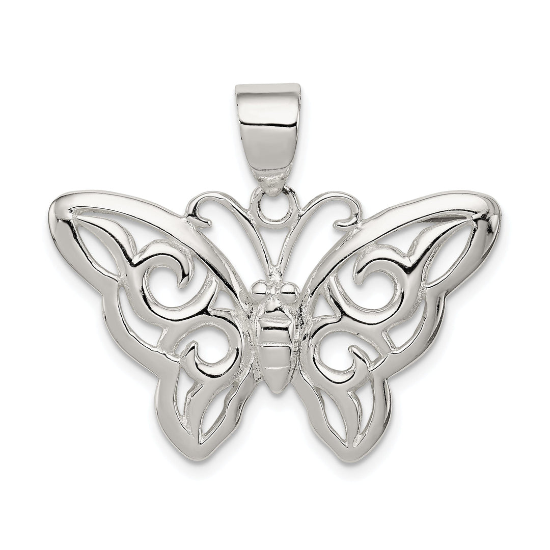 Sterling Silver Polish Butterfly Charm Pendant