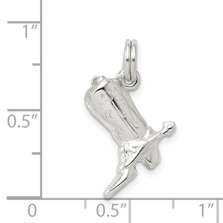 Silver Polished Finish 3-D Cowboy Boot Charm