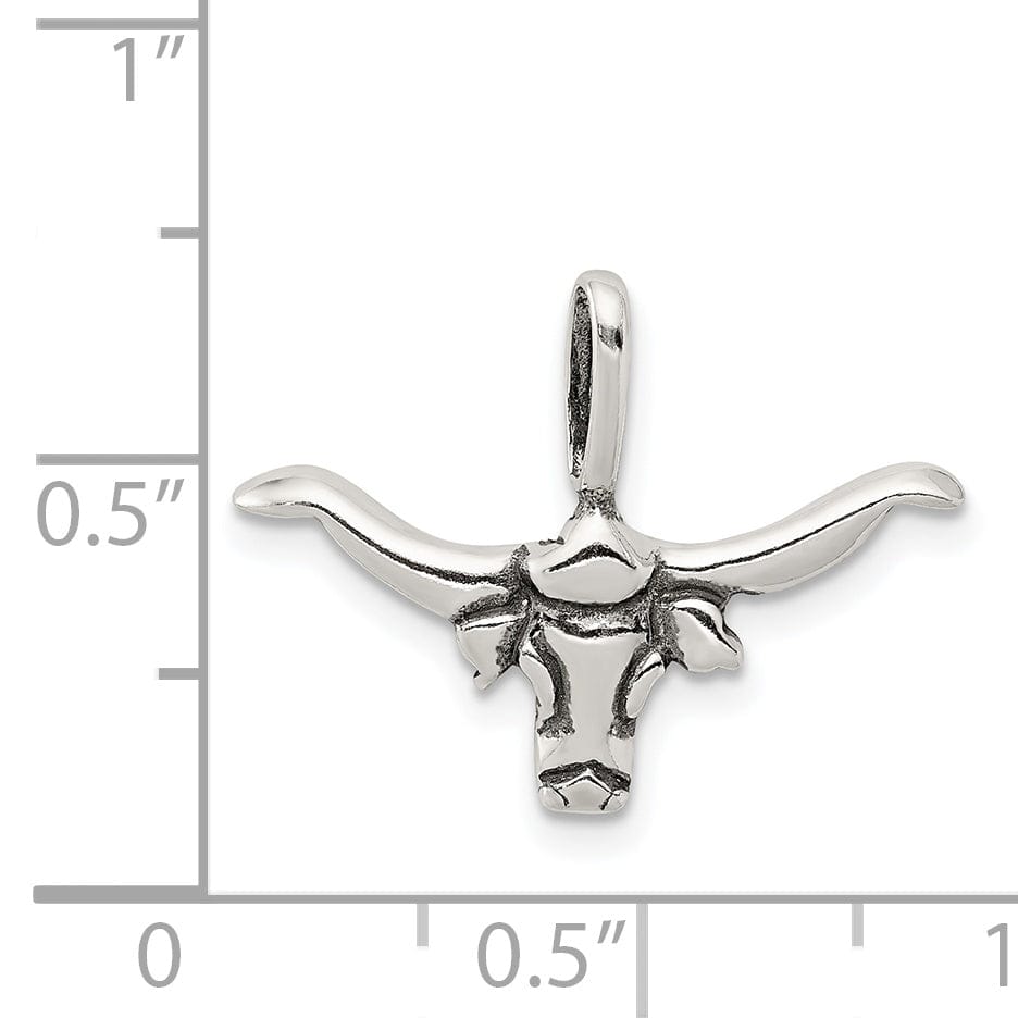 Silver Polish Antique Bull with Horns Charm