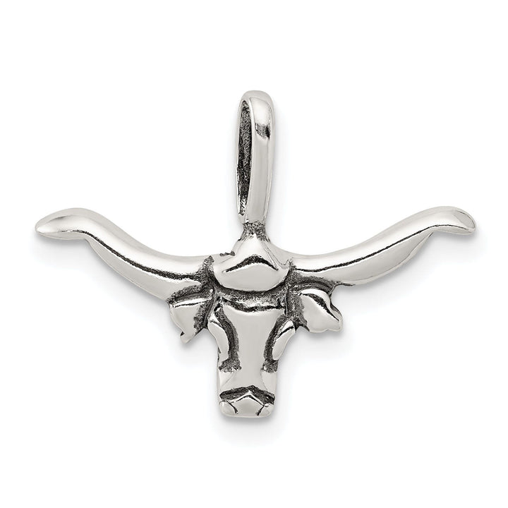 Silver Polish Antique Bull with Horns Charm