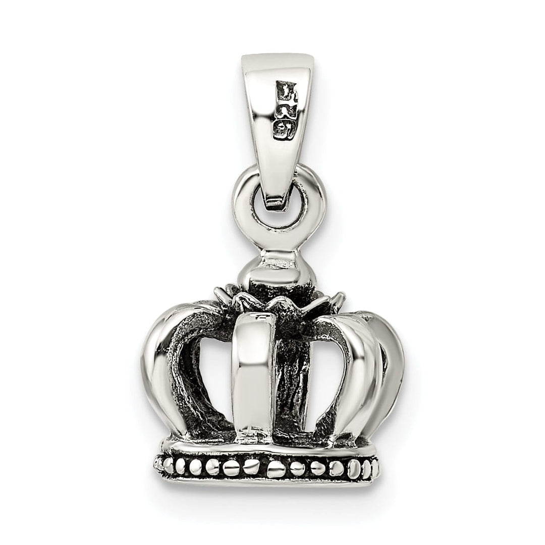 Sterling Silver Antiqued Finish 3-D Crown Charm