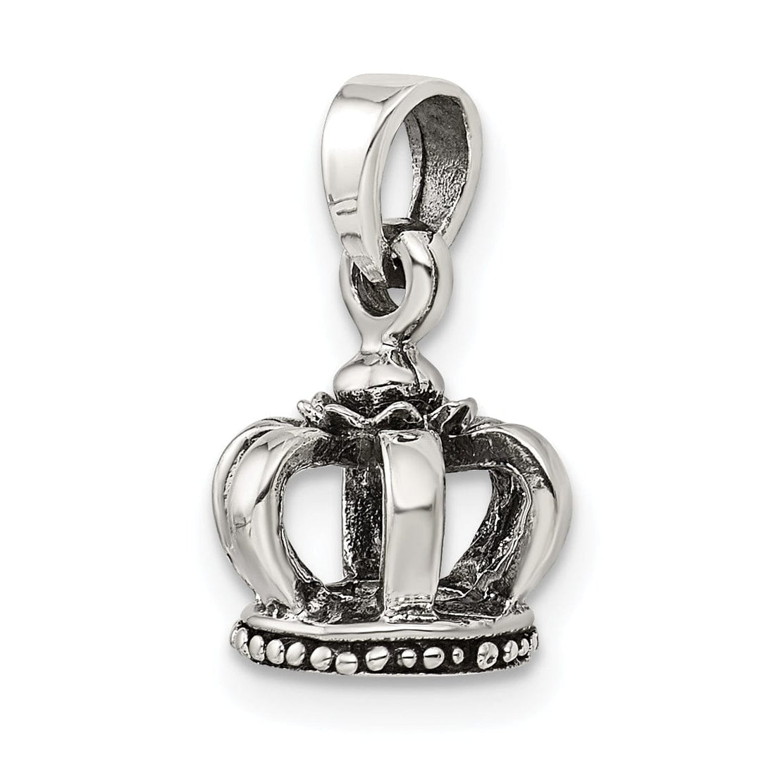 Sterling Silver Antiqued Finish 3-D Crown Charm