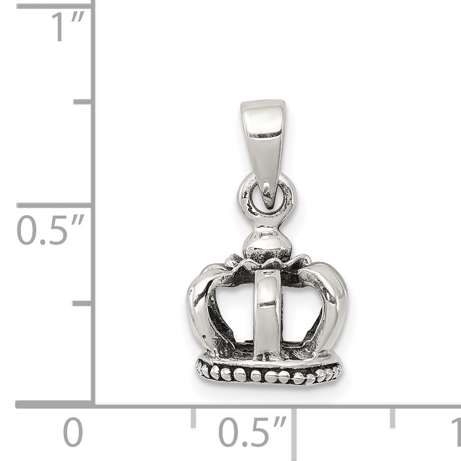 Sterling Silver Antiqued Finish 3-D Crown Charm