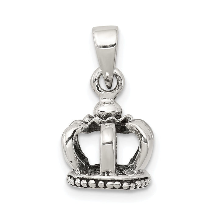 Sterling Silver Antiqued Finish 3-D Crown Charm