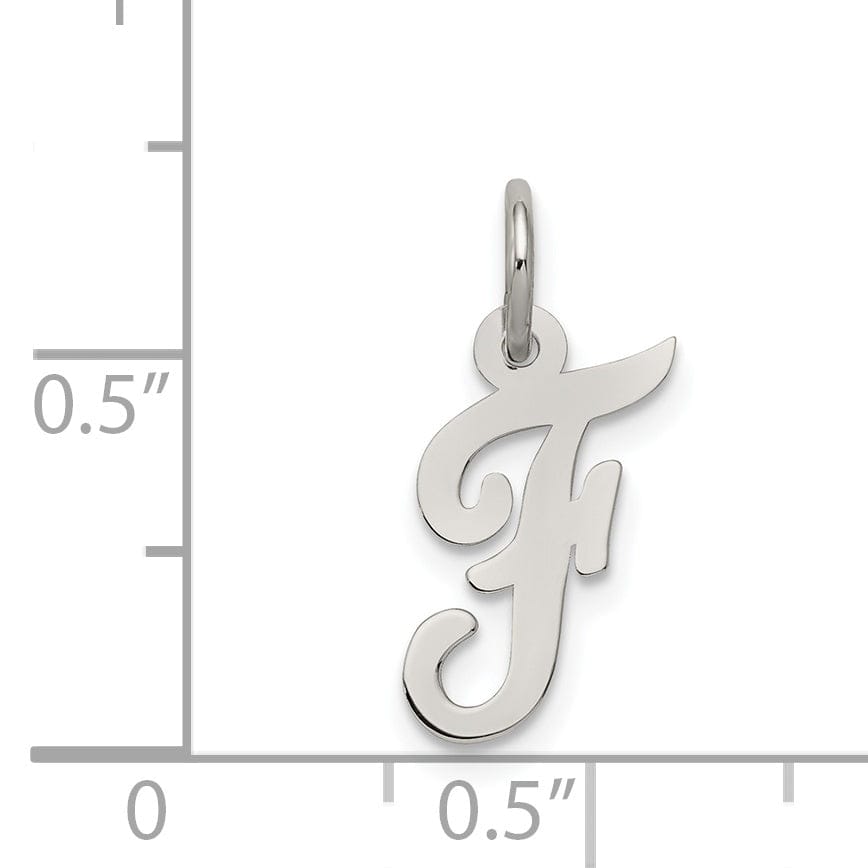 Sterling Silver Small Script Initial F Charm