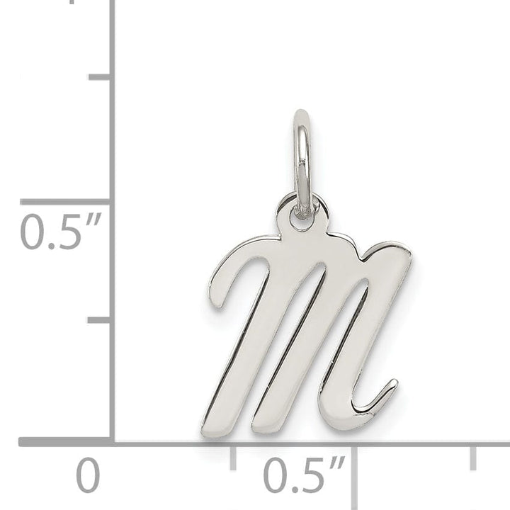 Sterling Silver Small Script Initial M Charm