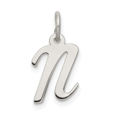 Sterling Silver Small Script Initial N Charm at $ 6.45 only from Jewelryshopping.com
