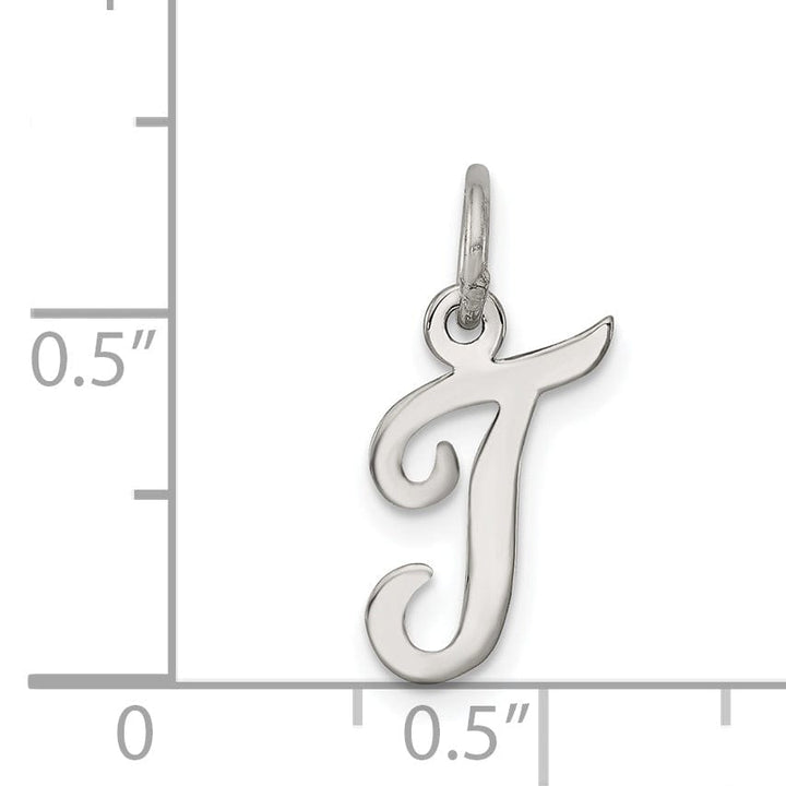 Sterling Silver Small Script Initial T Charm