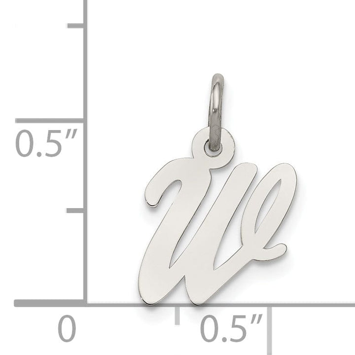 Sterling Silver Small Script Initial W Charm