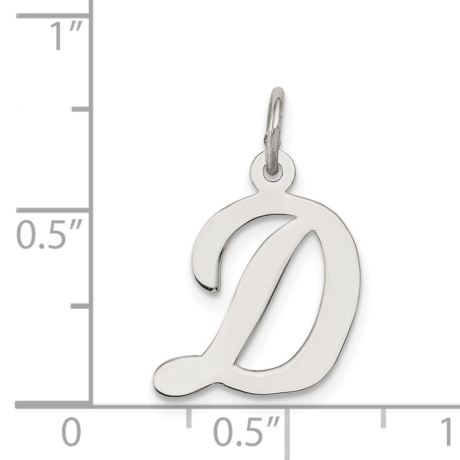 Sterling Silver Medium Script Initial D Charm