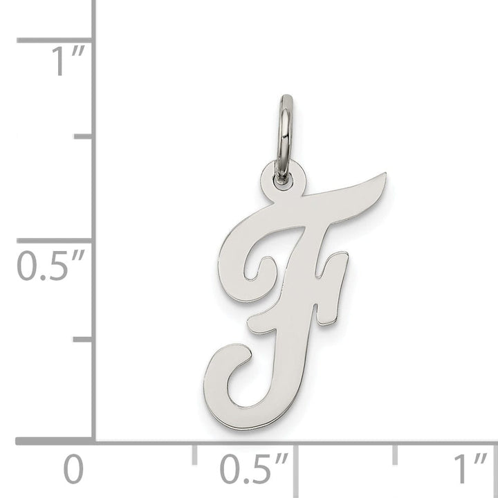 Sterling Silver Medium Script Initial F Charm