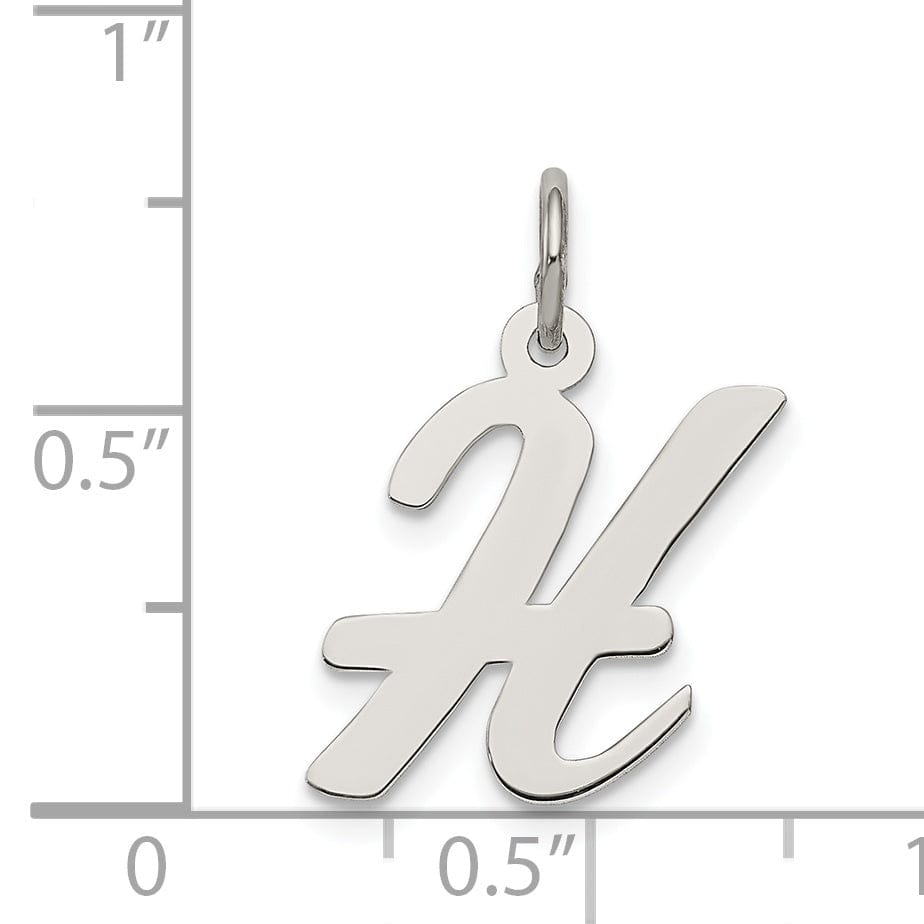 Sterling Silver Medium Script Initial H Charm