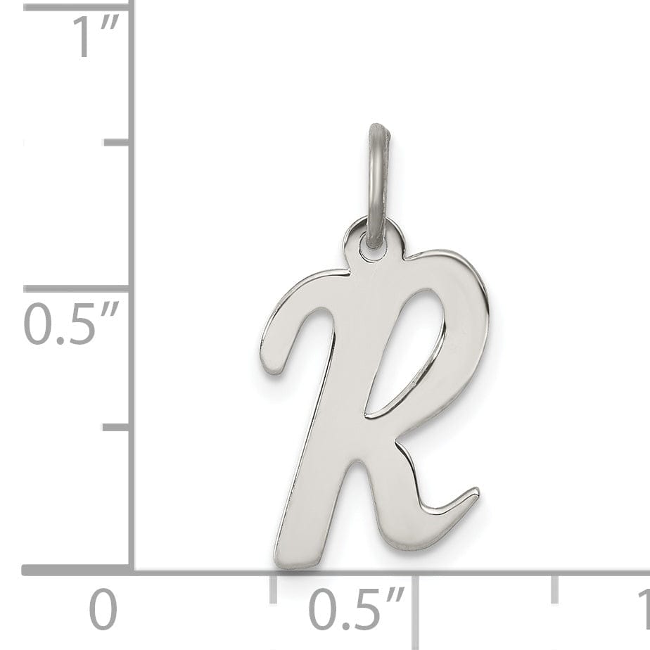 Sterling Silver Medium Script Initial R Charm