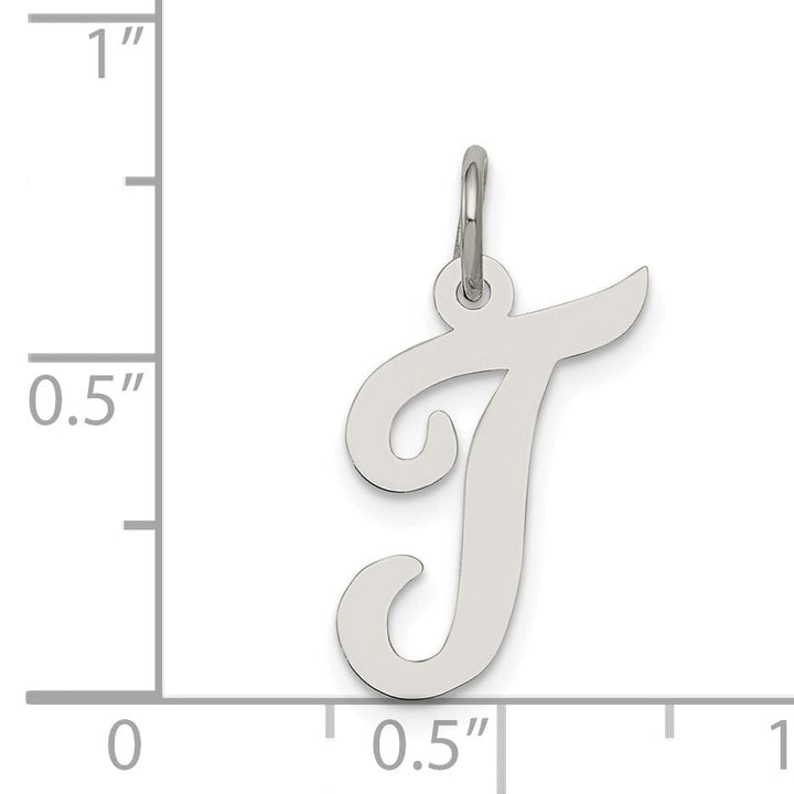 Sterling Silver Medium Script Initial T Charm