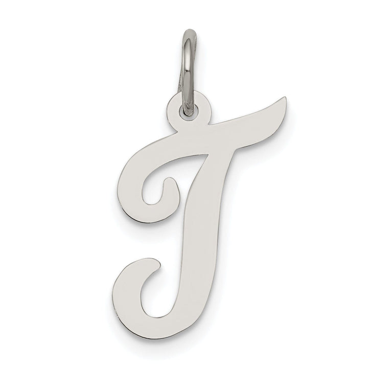 Sterling Silver Medium Script Initial T Charm