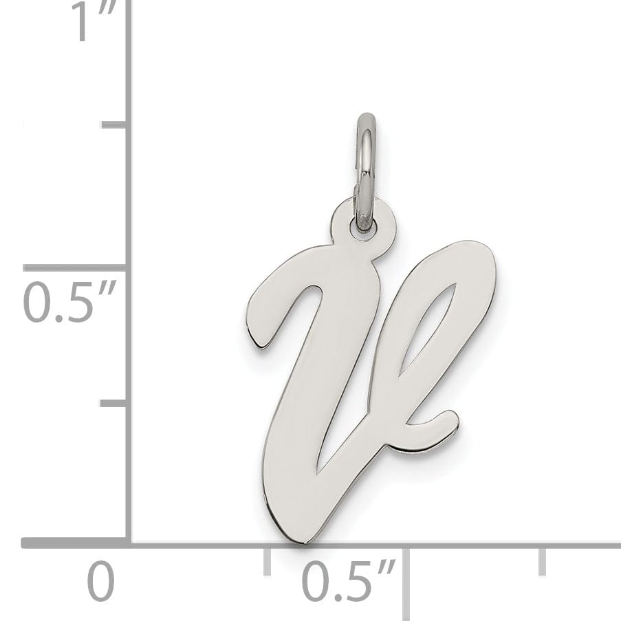 Sterling Silver Medium Script Initial V Charm