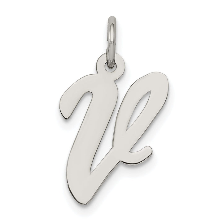 Sterling Silver Medium Script Initial V Charm