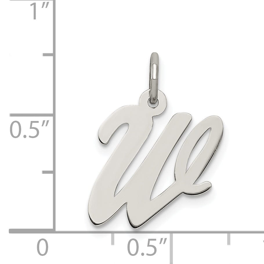 Sterling Silver Medium Script Initial W Charm