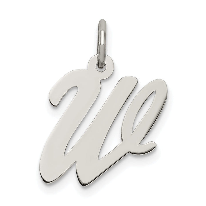 Sterling Silver Medium Script Initial W Charm