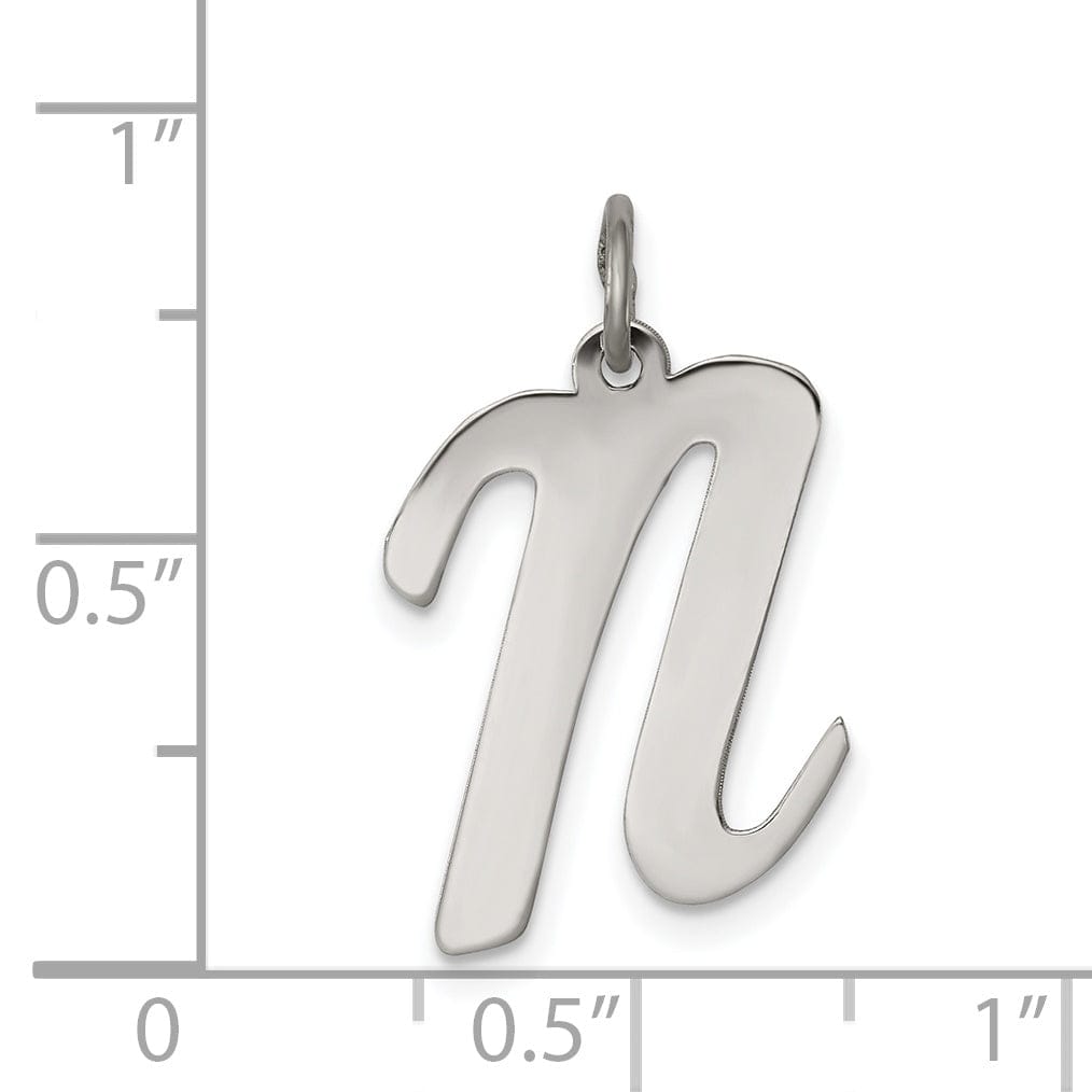 Sterling Silver Large Script Initial N Charm