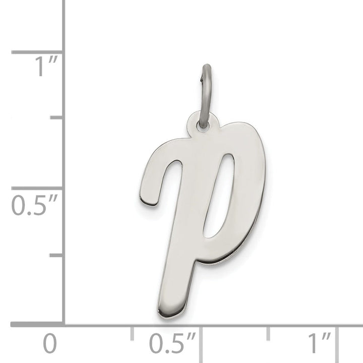 Sterling Silver Large Script Initial P Charm