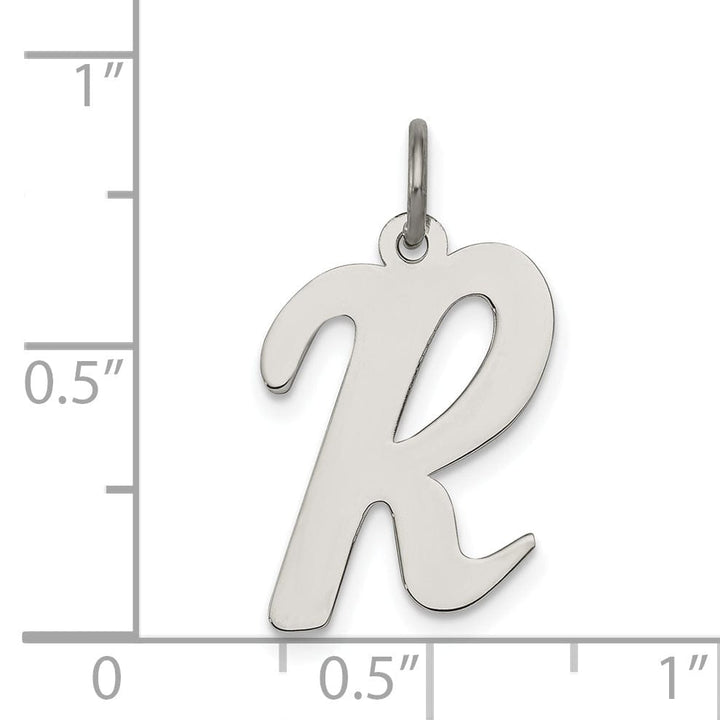 Sterling Silver Large Script Initial R Charm