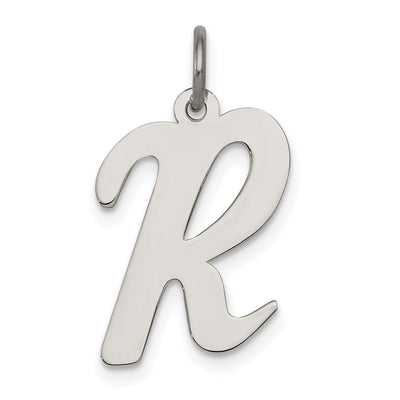 Sterling Silver Large Script Initial R Charm