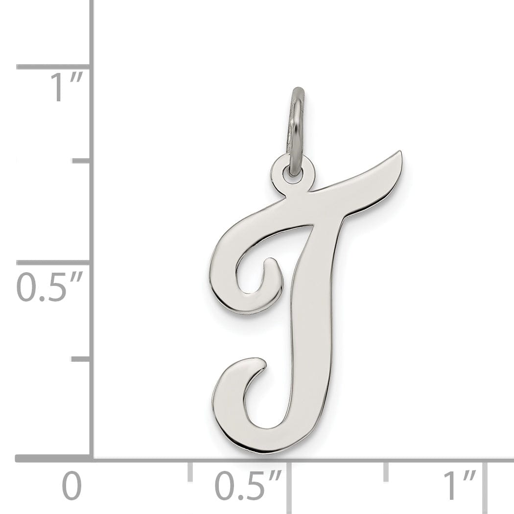 Sterling Silver Large Script Initial T Charm