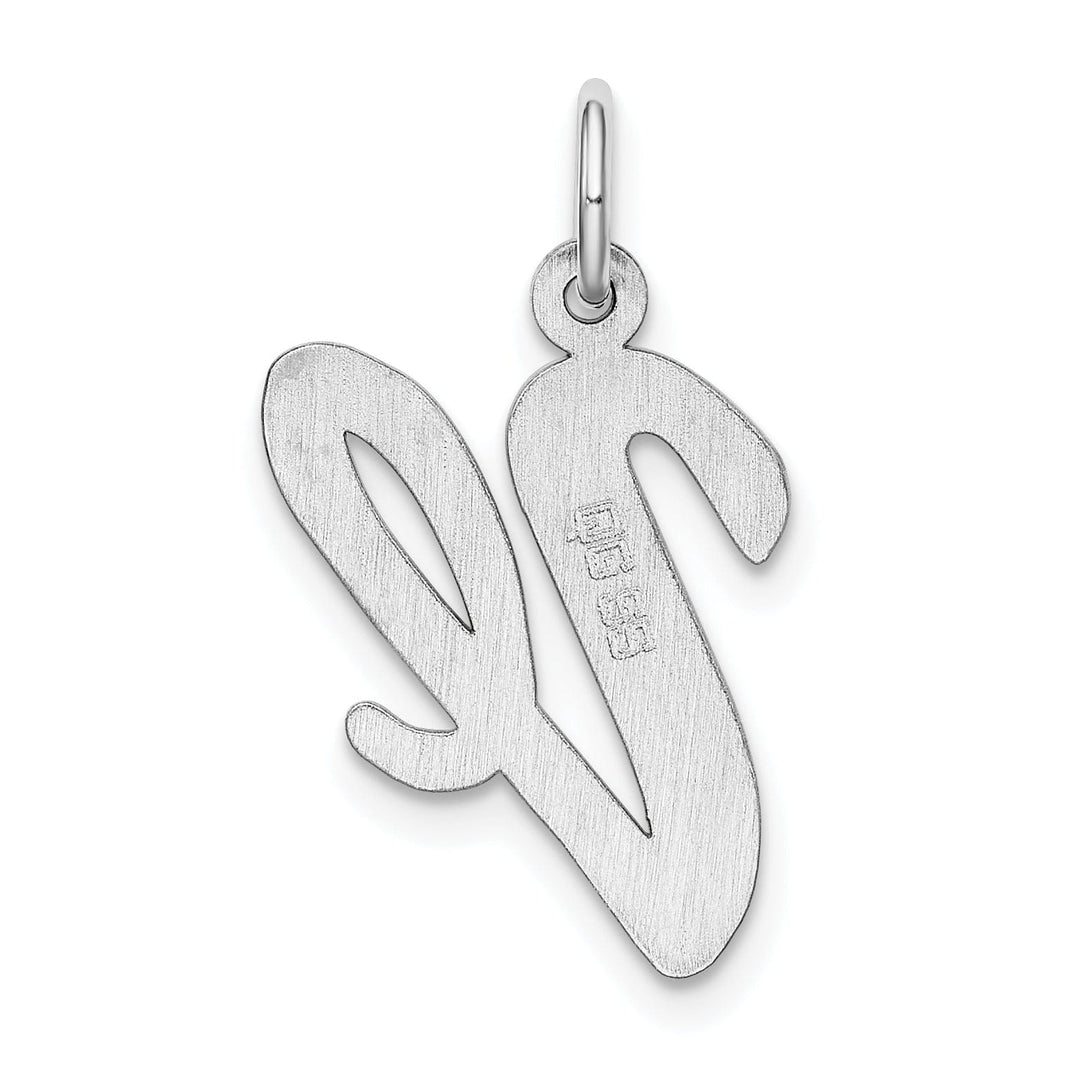 Sterling Silver Large Script Initial V Charm