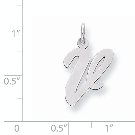 Sterling Silver Large Script Initial V Charm