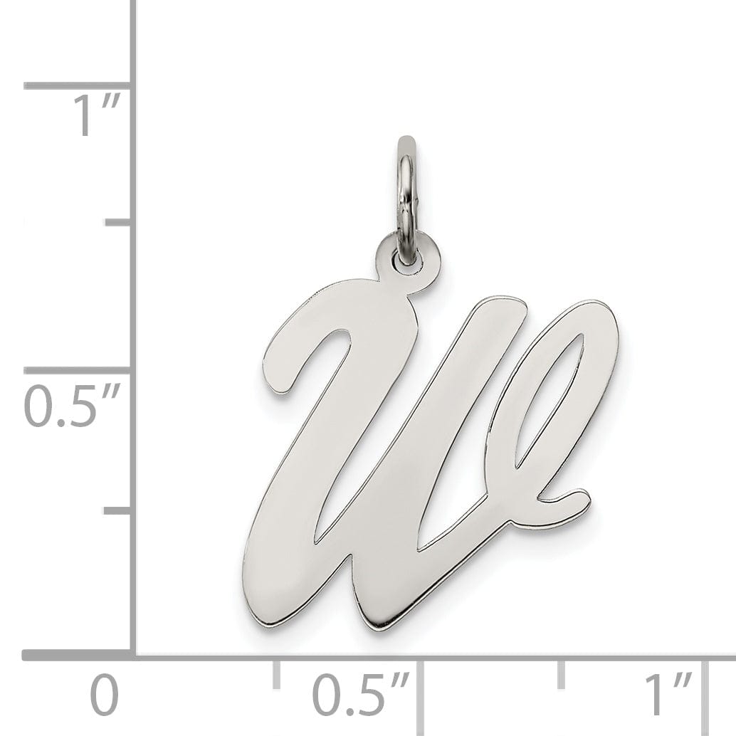 Sterling Silver Large Script Initial W Charm