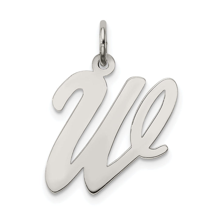 Sterling Silver Large Script Initial W Charm