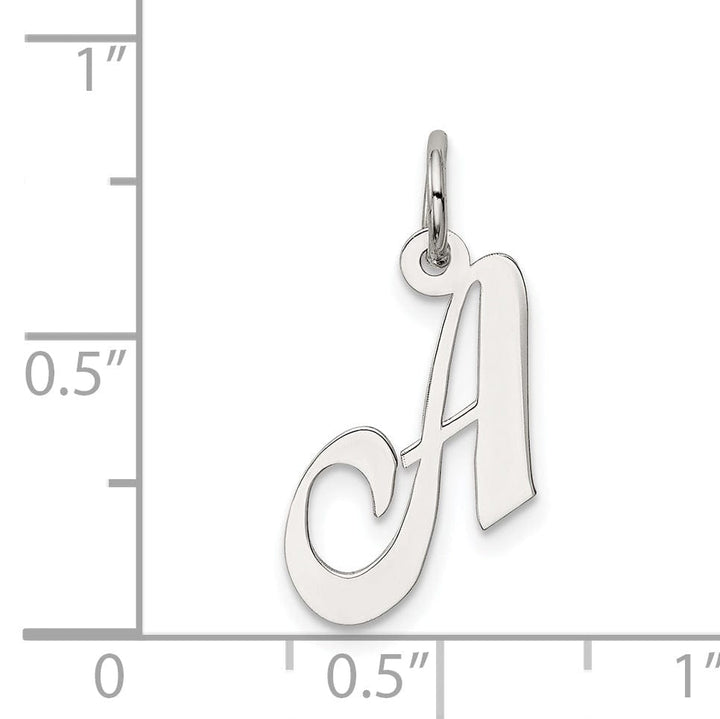 Sterling Silver Small Fancy Script Initial A Charm