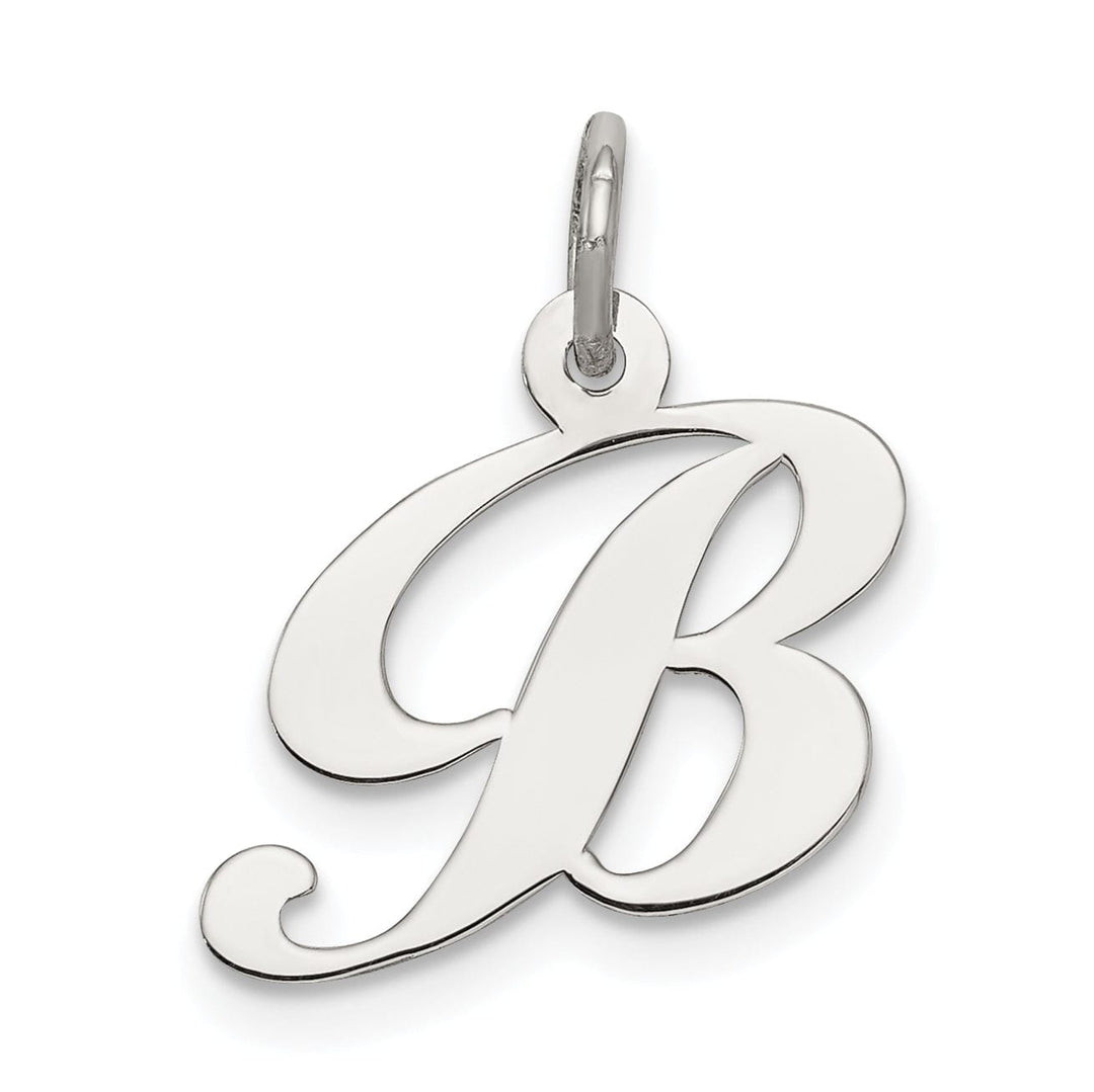 Silver Small Fancy Script Initial B Charm